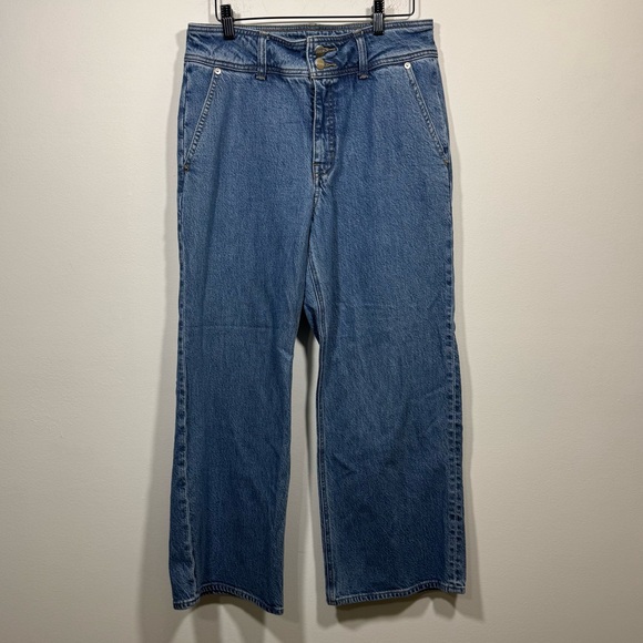 J.Crew Slim-Wide Jeans Womens Sz 28 Double-button Trouser-style Blue Jean - Picture 4 of 9
